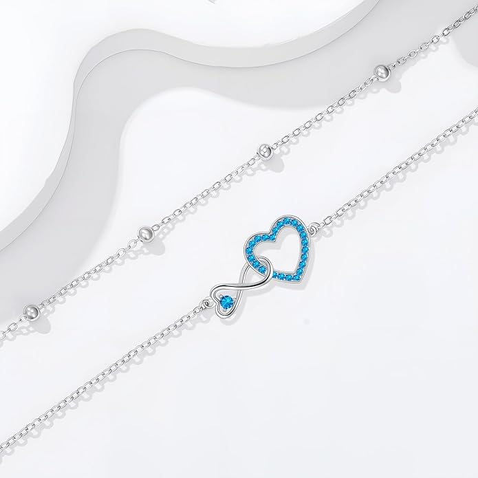 Anklet for Women 925 Sterling Silver Double Infinity Ankle Bracelet Waterproof Summer Jewelry Anniversary Birthday Gifts for Her