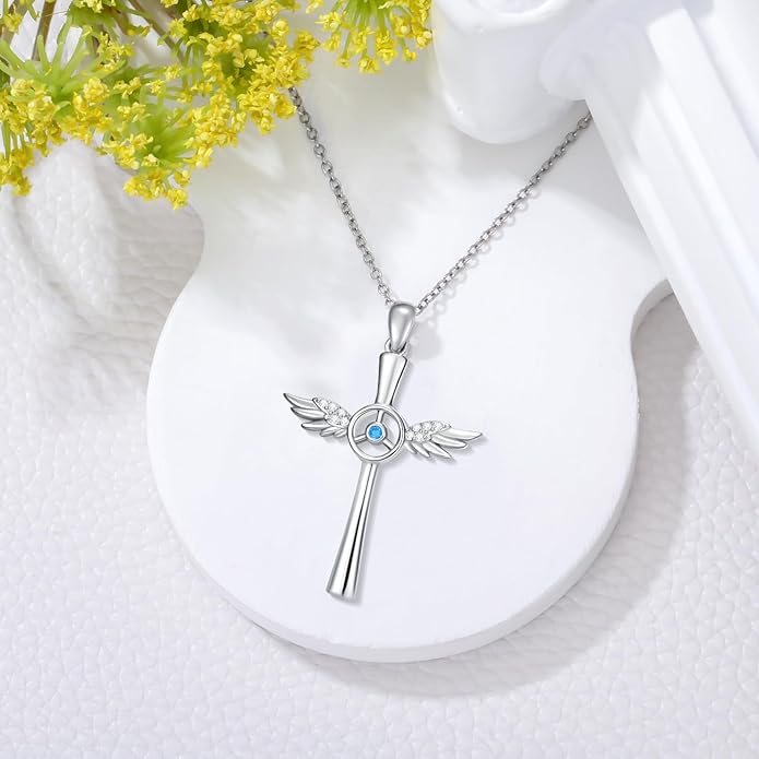 Cross Necklace for Women 925 Sterling Silver Cross Pendant Religious Christian Jewelry Faith Easter Gifts for Wife
