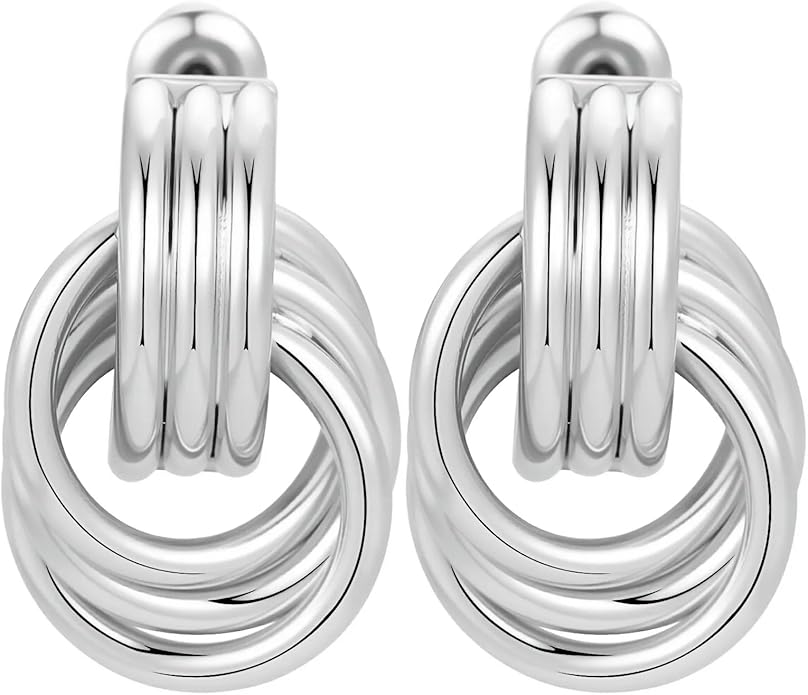 Trendy 14K Gold Plated Knot Earrings are Thick and Charming Pendant Earrings for Women They are Lightweight Hypoallergenic Fashion Accessories Jewelry Gifts for Women