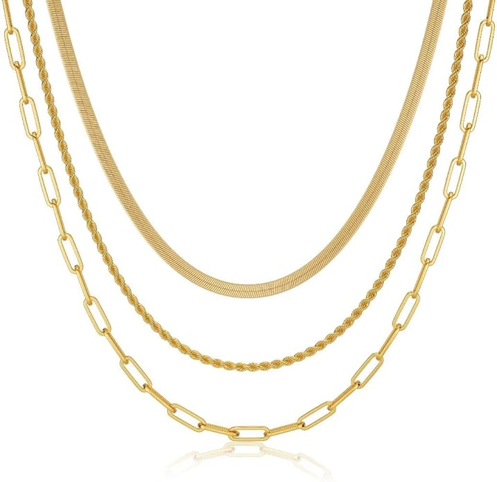 CHESKY 14K Gold/Silver Plated Snake Chain Necklace Herringbone Necklace Gold Choker Necklaces for Women Gifts Jewelry 1.5/3/5MM(W) 14"/16"(L)