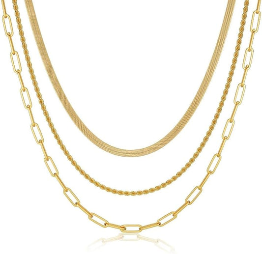 CHESKY 14K Gold/Silver Plated Snake Chain Necklace Herringbone Necklace Gold Choker Necklaces for Women Gifts Jewelry 1.5/3/5MM(W) 14"/16"(L)