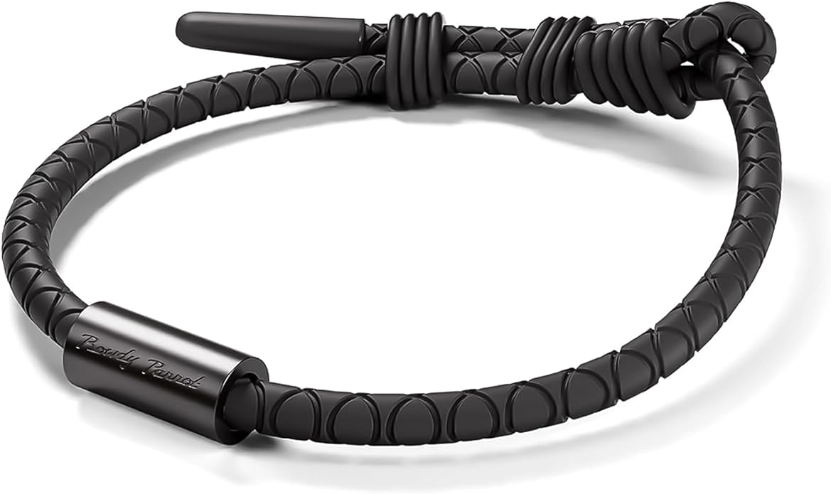 Rowdy Parrot The Driftwood FlexTech Adjustable Silicone Rope Bracelet: Waterproof, Sweatproof, Sunproof, Minimalist Surf, Golf Jewelry for Men - One Size Fits All