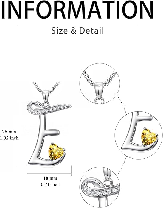 Christmas Gifts for Women Alphabet A to Z Initial Birthstone Pendant Necklaces for Women - 18k White Gold Plated Personalized Name Jewelry Valentine Mothers Day Birthday Gifts for Women Her Girlfriend