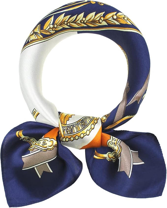 ANDANTINO 100% Mulberry Silk Scarf -21” Lightweight Square Neckerchief – Breathable Digital Printed Scarves with Gift Packed