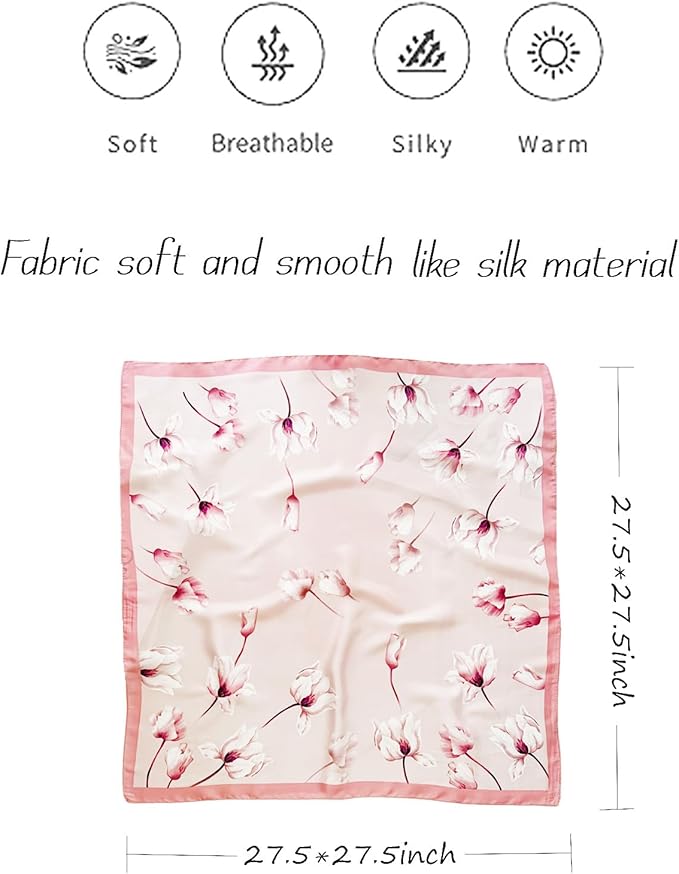 Hioyiwse Satin Bandanas Head Scarf For Women Hair Scarves Accessories Lightweight Fashion Wrap Neck Silk Sleeping Headscarf
