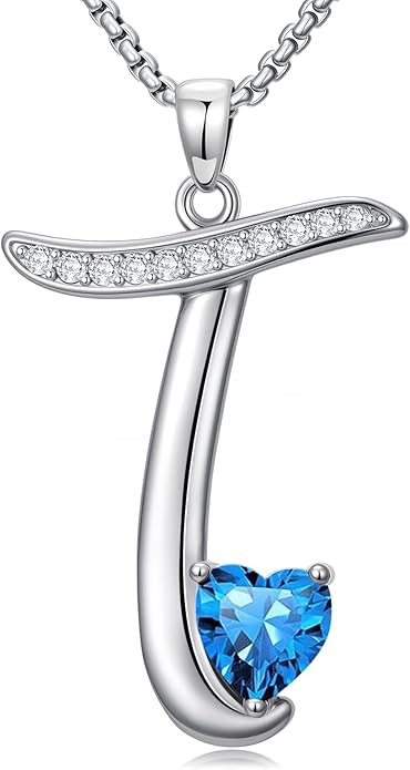 Christmas Gifts for Women Alphabet A to Z Initial Birthstone Pendant Necklaces for Women - 18k White Gold Plated Personalized Name Jewelry Valentine Mothers Day Birthday Gifts for Women Her Girlfriend