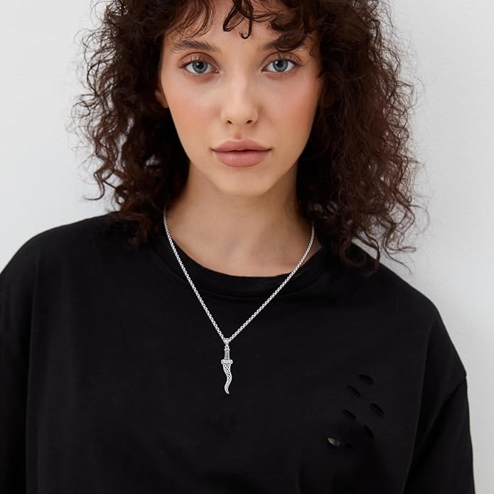 Suiknsn Arrowhead Necklace for Men Women 925 Sterling Silver Turquoise Malachite Celtic/Eye of Horus/Viking Arrow Pendant Amulet Jewelry Gifts Native American Necklace