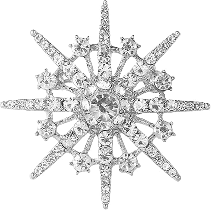 Rhinestone Flower Brooch Pin - Vintage Rose & Sunflower Brooches, Large Crystal Pin for Women, Gold & Pearl Accents, Elegant Christmas Brooch, Fashion Accessories for Hats, Dresses & Bags