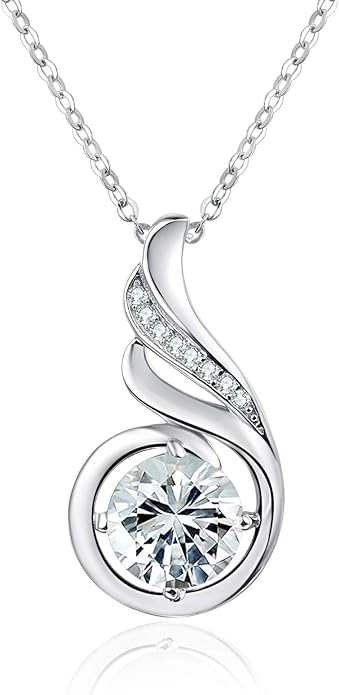 TANGPOET Birthstone Gemstone Necklaces for Women 925 Sterling Silver Dainty Pendant Jewelry Valentines Mothers Day Christmas Birthday Gifts for Mom Girlfriend Wife Daughter