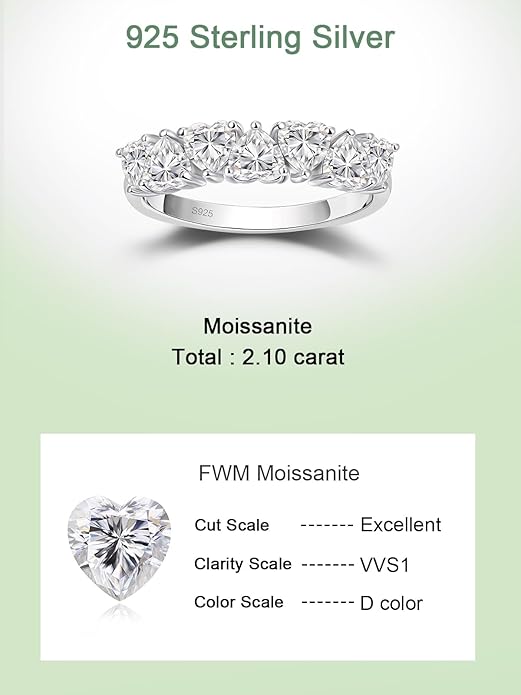 D Color VVS1 Clarity Moissanite and Sapphire/Ruby/Emerald Rings for Women, Solid 925 Sterling Silver, Anniversary Birthday Mothers Day Jewelry Gift, Stackable Wedding Ring, Size 4-11