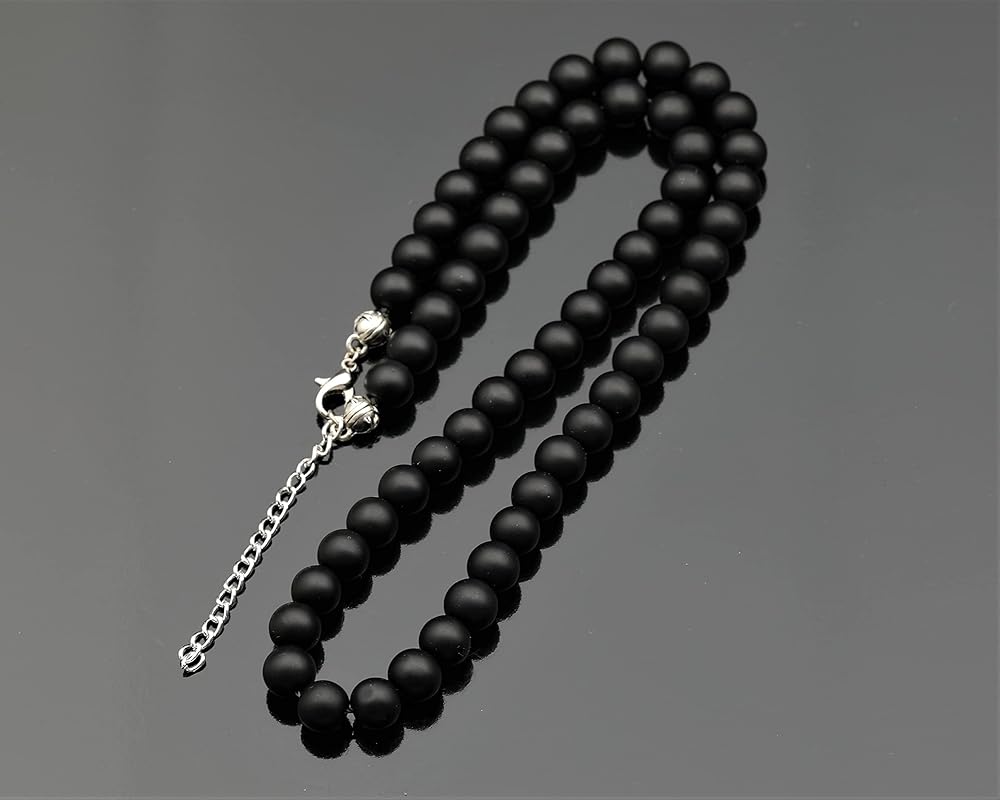 Natural Matte Black Onyx Beaded Choker, Genuine Black Crystal Necklace, Fancy Gemstone Choker, 8mm Beads, Unique Fashion Jewelry, Healing Crystal Chakra Necklace, Durable Necklace, Capricorn Necklace