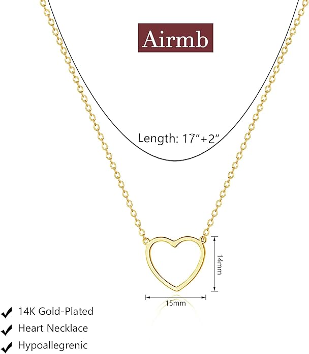 Heart Necklace for Women Gold/Silver Plated Trendy Heart Choker Lover Pendant Hypoallergenic Fashion Gold/Silver Necklace for Women Love Jewelry Gift for Women Girlfriend