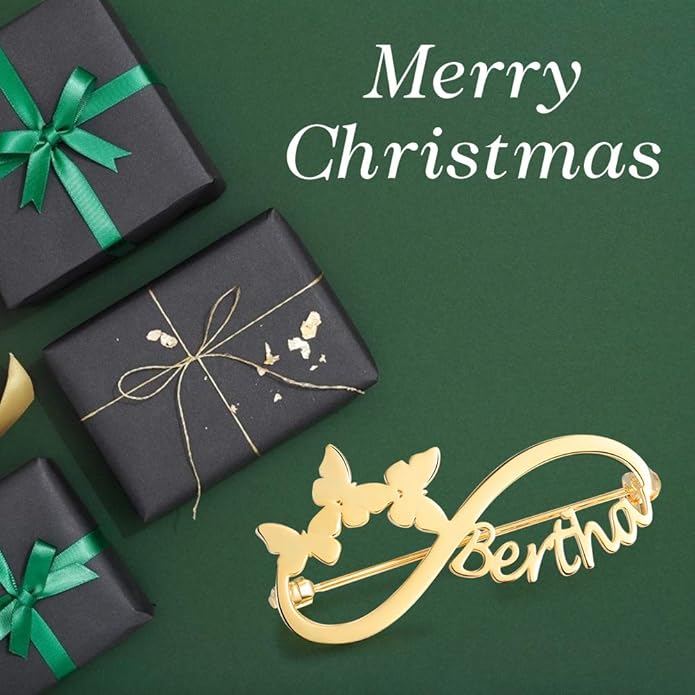 Albertband Name Brooch Pin Personalized Gifts for her Customized Name Brooch for Mother Women Fashion Pin Jewelry Christmas Gifts for mom