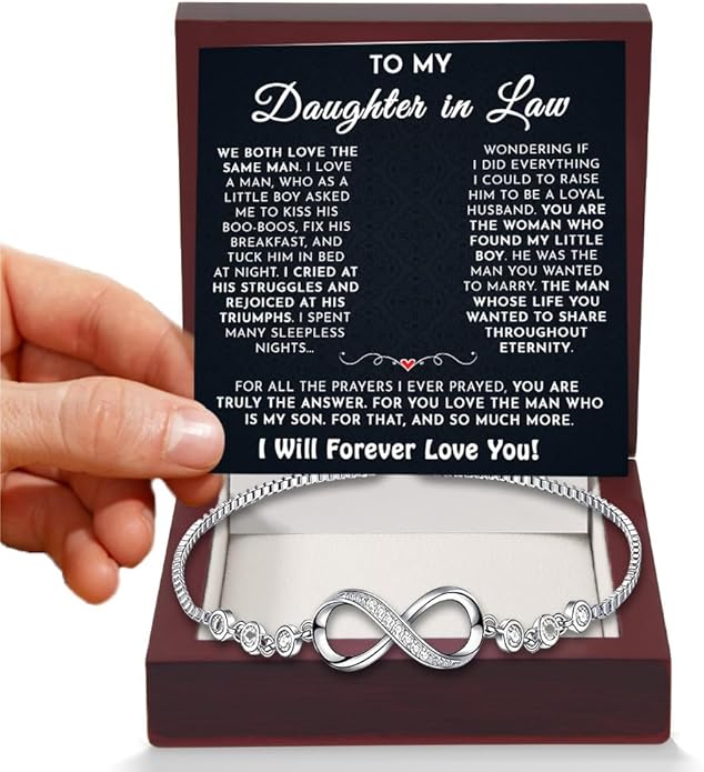 To My Beautiful Daughter In Law Bracelet From Mother-In-Law, Daughter In Law Birthday Gifts, Infinity Star Heart Bracelet For Her With Heartfelt Message Card & Elegant Box, Bonus Daughters Bracelets