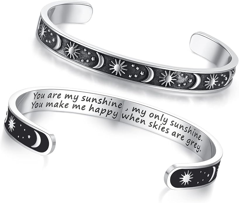 TONY & SANDY Inspirational Bracelets for Women Teen Girls Personalized Gifts for Daughter Granddaughter Mom Sister Friends Stainless Steel Engraved Cuff Birthday Easter Christmas