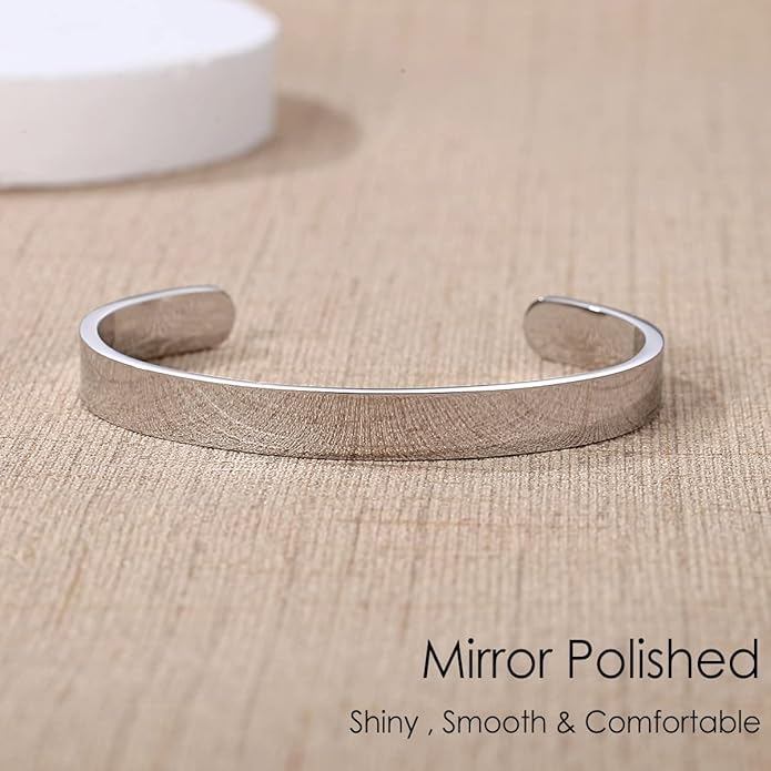 TONY & SANDY Inspirational Bracelets for Women Teen Girls Personalized Gifts for Daughter Granddaughter Mom Sister Friends Stainless Steel Engraved Cuff Birthday Easter Christmas