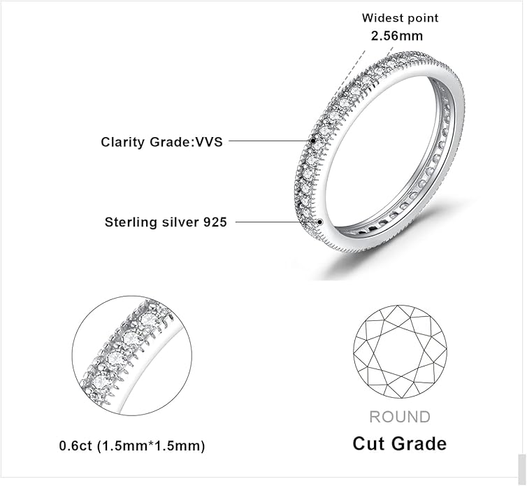 JewelryPalace 14K Gold Plated 925 Sterling Silver Rings for Women, Cubic Zirconia Promise Rings for Her, Stackable Wedding Bands Rings for Women Set Size 4-12