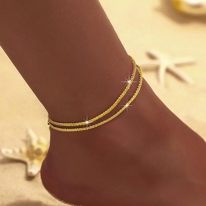 Ankle Bracelets for Women Waterproof Sparkly Anklets Tennis Rhinestone Anklets for Women Starfish Infinity Heart Cross Anklet Bracelet Beach Jewelry