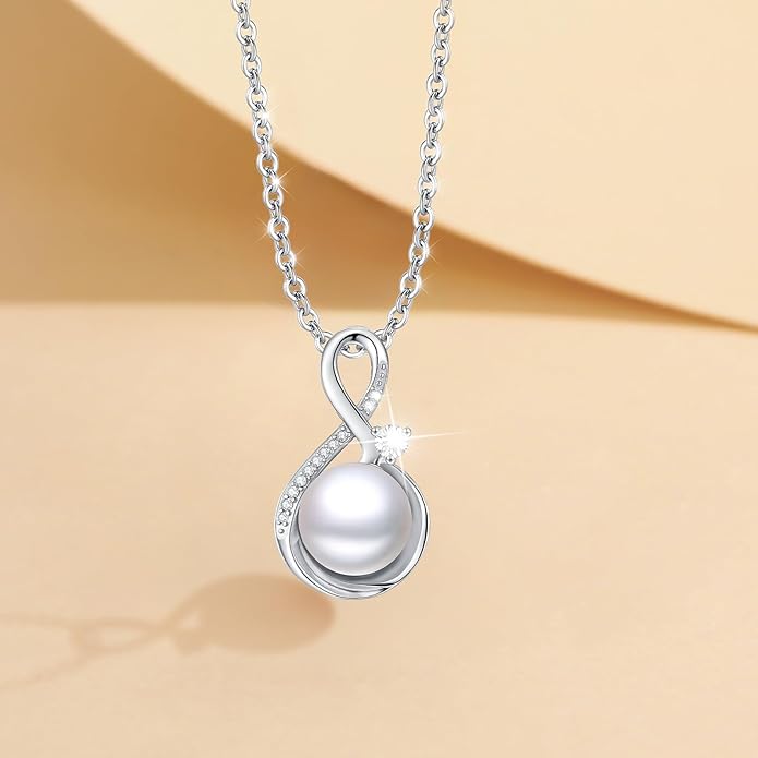 Sebina Pearl Pendant Necklace for Women,925 Sterling Silver Pendant Jewelry,Anniversary Christmas Birthday Valentines Gifts for Wife, Mom, Dauhter, Girlfriend,Her