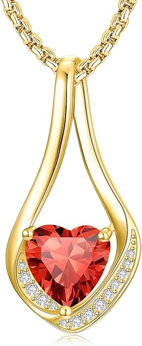 Birthstone Necklaces for Women,18k Yellow/White Gold Plated Forever Love Heart Infinity Pendant Necklace Anniversary Jewelry Christmas Birthday Gifts for Women Her Wife Girlfriend