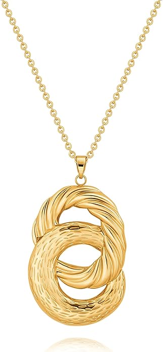 CANEVINKA 18K Gold Plated Pendant Long Chain Necklace Sweater Necklace Fashion Jewelry for Women