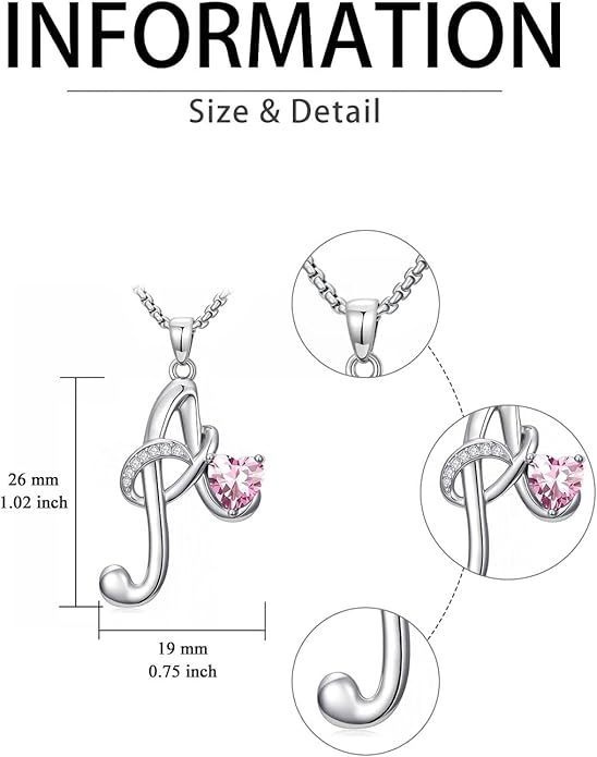 Christmas Gifts for Women Alphabet A to Z Initial Birthstone Pendant Necklaces for Women - 18k White Gold Plated Personalized Name Jewelry Valentine Mothers Day Birthday Gifts for Women Her Girlfriend