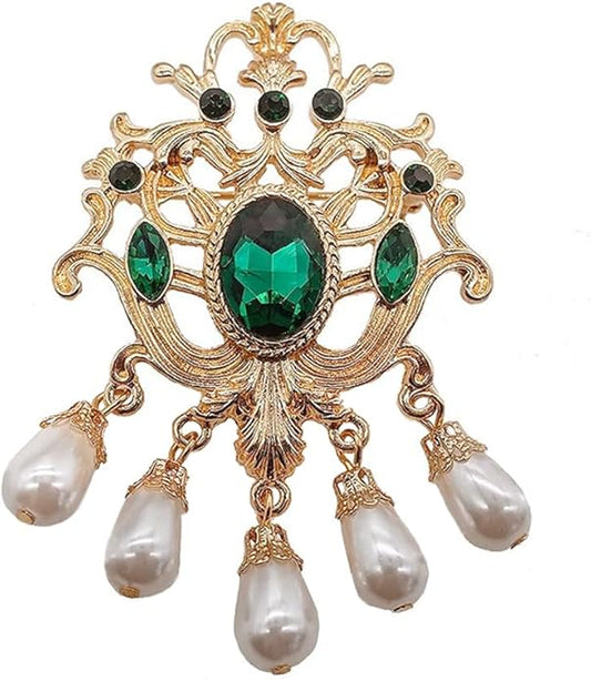 JKQBUX Versailles series Baroque elegant Brooches Pin for Women Men Girls Retro Court Pearl Corsage Pin delicate accessory