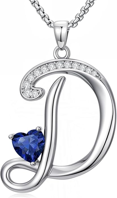 Christmas Gifts for Women Alphabet A to Z Initial Birthstone Pendant Necklaces for Women - 18k White Gold Plated Personalized Name Jewelry Valentine Mothers Day Birthday Gifts for Women Her Girlfriend