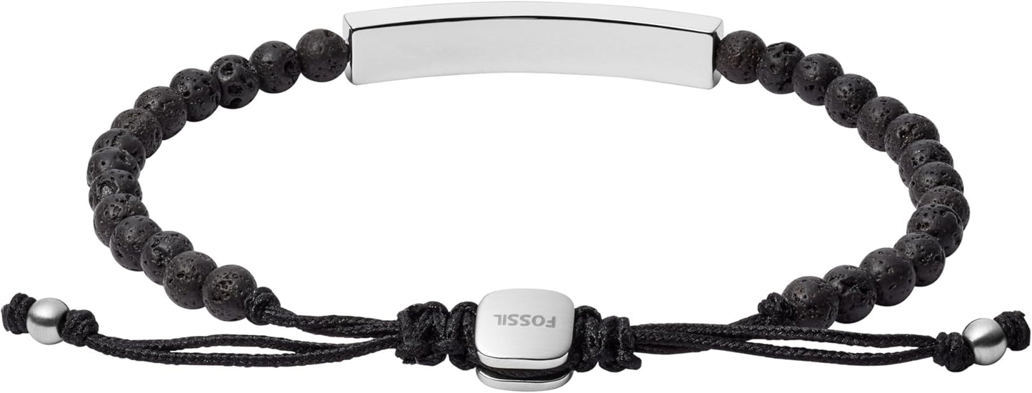 Fossil Men's Plated Stainless Steel Engravable Personalized Gift ID, Chain or Cuff Bracelet for Men