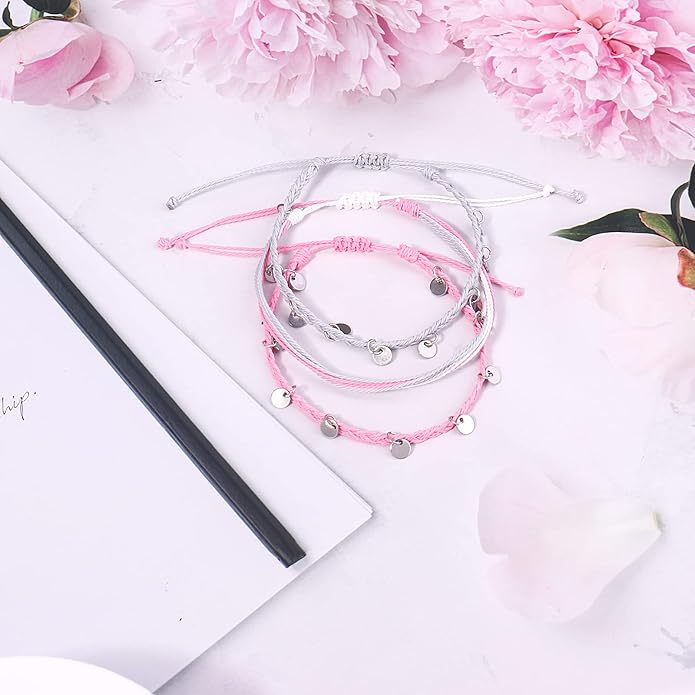 FANCY SHINY String Ankle Bracelets Waterproof Rope Anklets Braided Beach Boho Coin Anklets Cute Friendship Foot Jewelry for Women