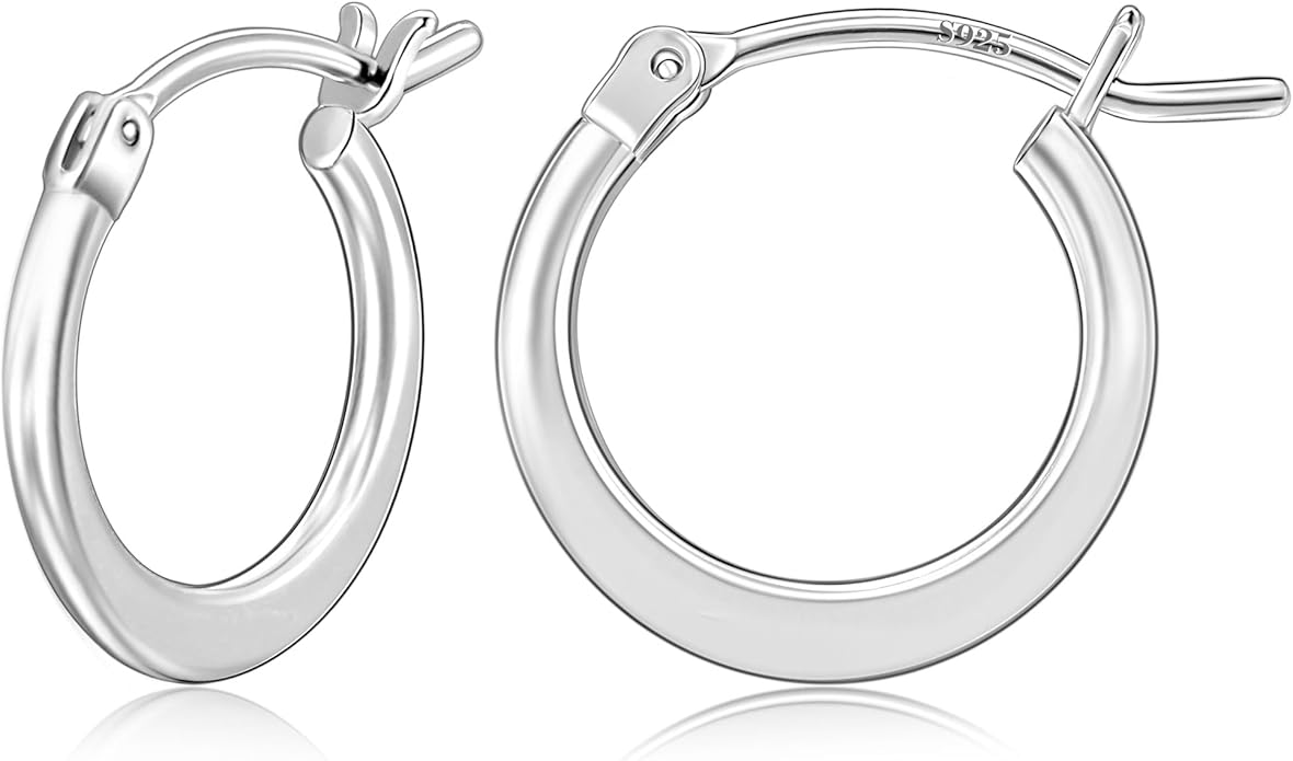 Gacimy Flattened 14K Gold Plated Hoop Earrings for Women, 14K Real Gold Plated Hoops with 925 Sterling Silver Post,Hypoallergenic Lightweight Earring