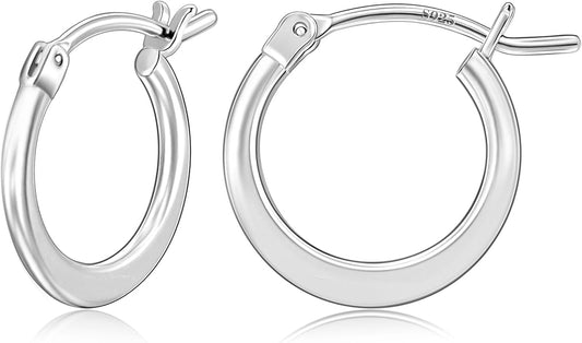 Gacimy Flattened 14K Gold Plated Hoop Earrings for Women, 14K Real Gold Plated Hoops with 925 Sterling Silver Post,Hypoallergenic Lightweight Earring