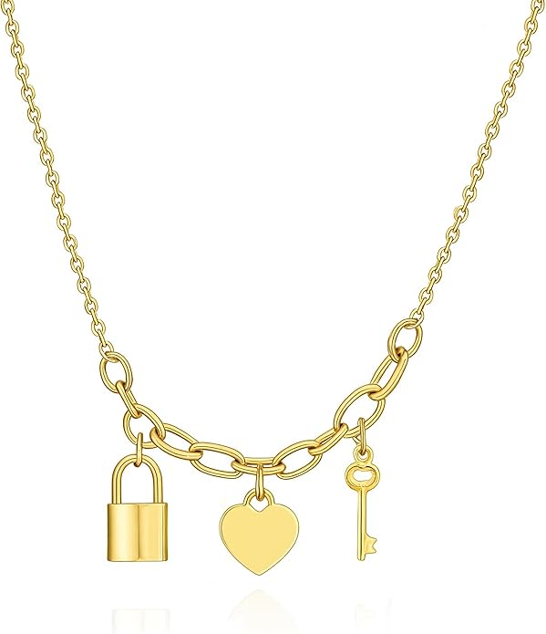 AuraLixi 18K Gold Plated Adjustable Chain Necklace for Women, Mixed Chain Gold Pendant Necklaces, Trendy Fashion Jewelry Gift for Girlfriend, Anniversary & Birthday