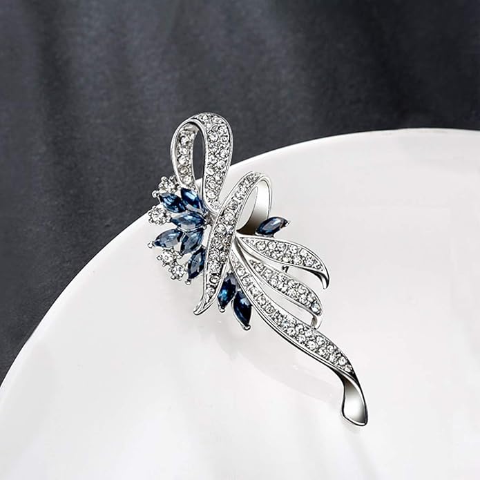 Merdia Created Crystal Brooch Fancy Vintage Style Flower Brooch Pin for Women, girls, ladies with Blue/Purple Created Crystal | Vintage Fashion | Brooches and Pins for Women | Ladies Jewelry