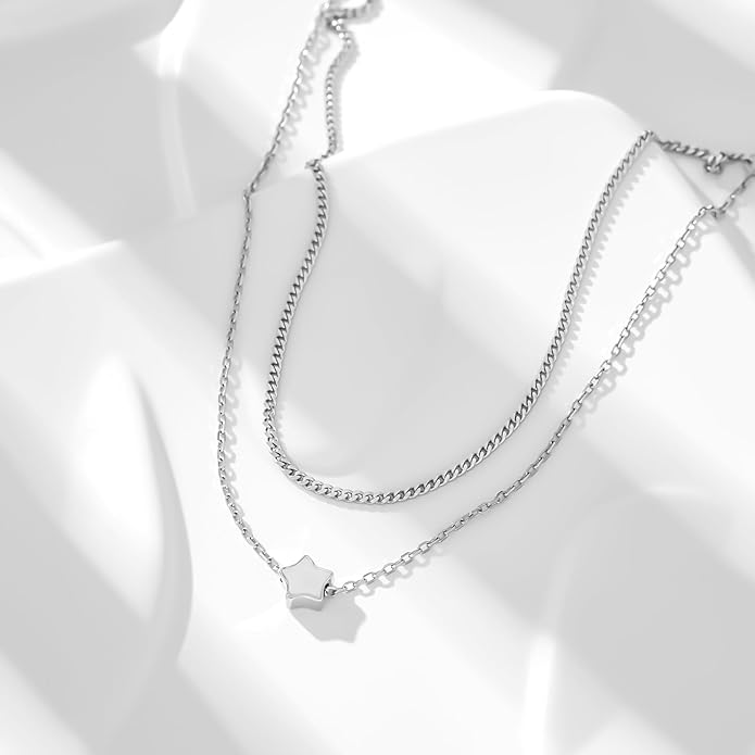 CHIC & ARTSY 925 Sterling Silver Ankle Bracelet Multilayer Anklets for Women Satellite, Star, Cross, Circle, Butterfly, Teardrop, Oval Disk Layered Anklet Beach Jewelry