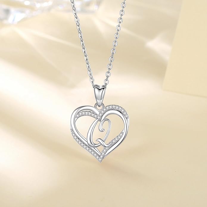 INFUSEU Unique Initial Necklaces for Women Girls Small Heart Letter Jewelry, Meaningful Personalized Gifts