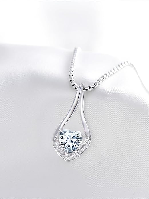 Birthstone Necklaces for Women,18k Yellow/White Gold Plated Forever Love Heart Infinity Pendant Necklace Anniversary Jewelry Christmas Birthday Gifts for Women Her Wife Girlfriend