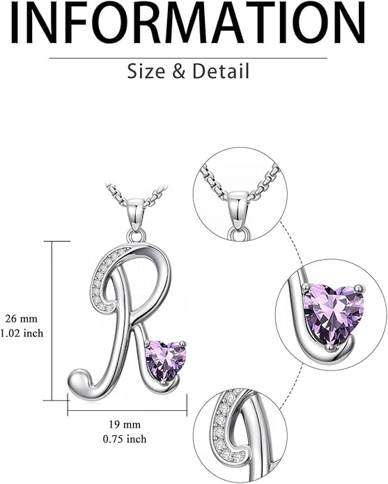 Christmas Gifts for Women Alphabet A to Z Initial Birthstone Pendant Necklaces for Women - 18k White Gold Plated Personalized Name Jewelry Valentine Mothers Day Birthday Gifts for Women Her Girlfriend