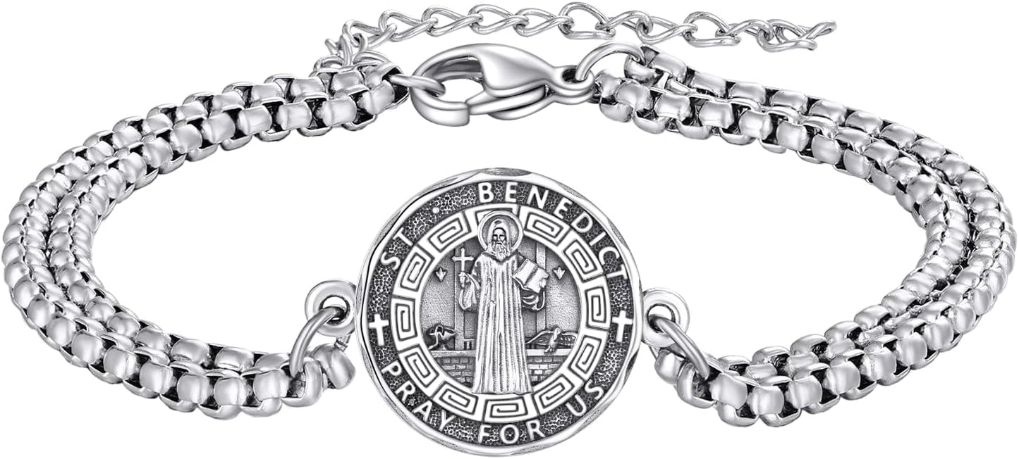 YFN Patron Saint Bracelet Sterling Silver Religious Protector Bracelet Jewelry Gift for Women Men