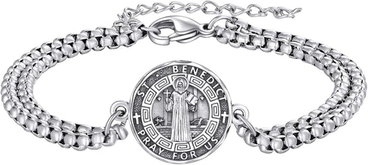 YFN Patron Saint Bracelet Sterling Silver Religious Protector Bracelet Jewelry Gift for Women Men