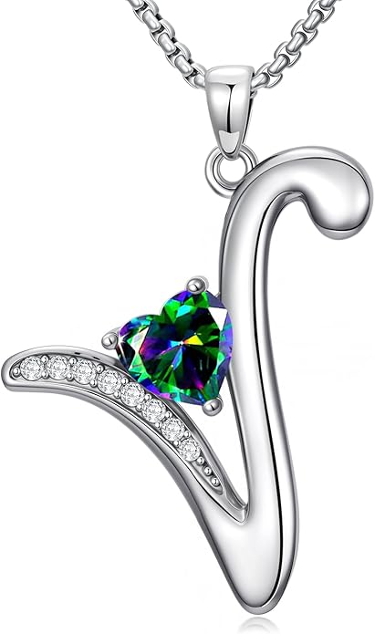 Christmas Gifts for Women Alphabet A to Z Initial Birthstone Pendant Necklaces for Women - 18k White Gold Plated Personalized Name Jewelry Valentine Mothers Day Birthday Gifts for Women Her Girlfriend