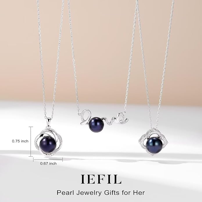 Iefil Anniversary Women Gifts - 10-11mm Tahitian Black Pearl & Fresh Water Pearl Necklace, Anniversary Birthday Gifts for Wife Girlfriend | Pearl Necklaces Gift for Her