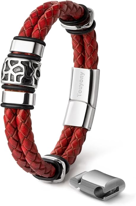 Mens Leather Bracelet Premium Leather Braided Bracelet Stainless Steel Jewelry Gift Accessories Men's Bracelet