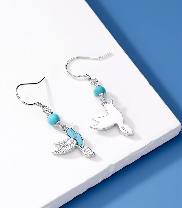 PROESS Turquoise Earrings 925 Sterling Silver Owl/Dragonfly/Butterfly/Hummingbird Earrings Butterfly Jewelry Gifts for Women Christmas Mothers Day