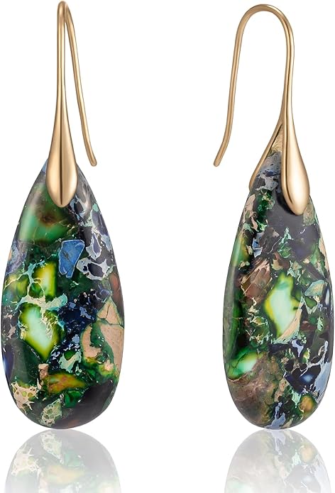 SELOVO Stone Fishhook Dangle Drop Earrings Statement Earrings for Women Stone