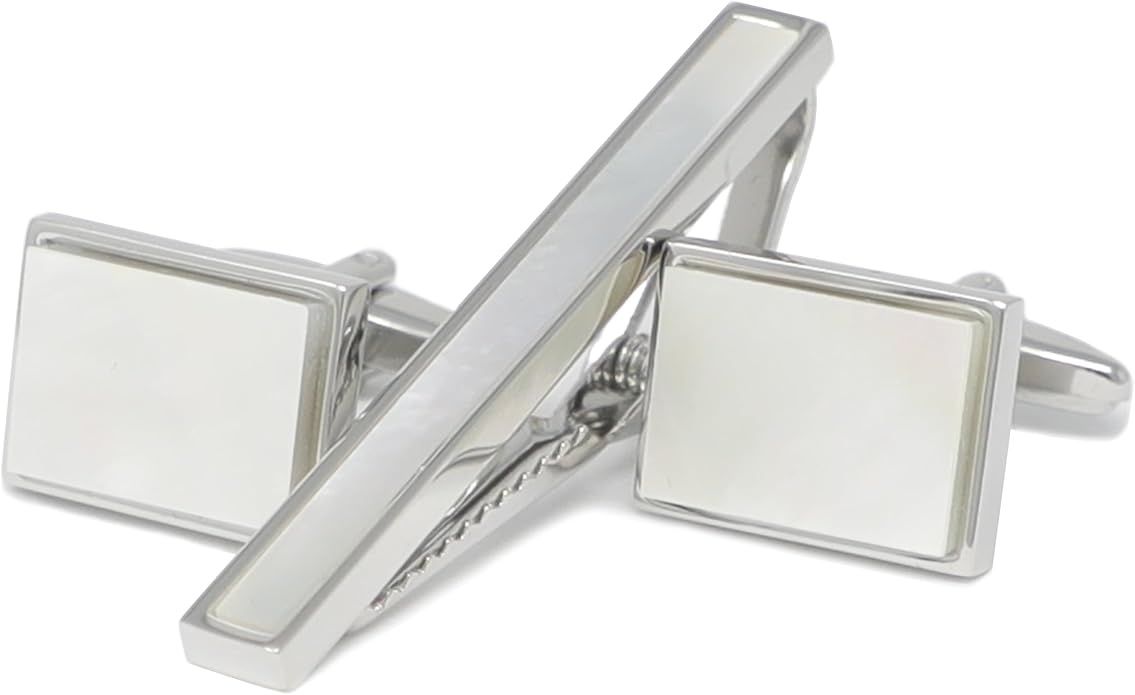 MENDEPOT Cufflinks And Tie Clip Set Men Wedding Accessory Gift Father's Day Birthday Cuff Links Tie Bar