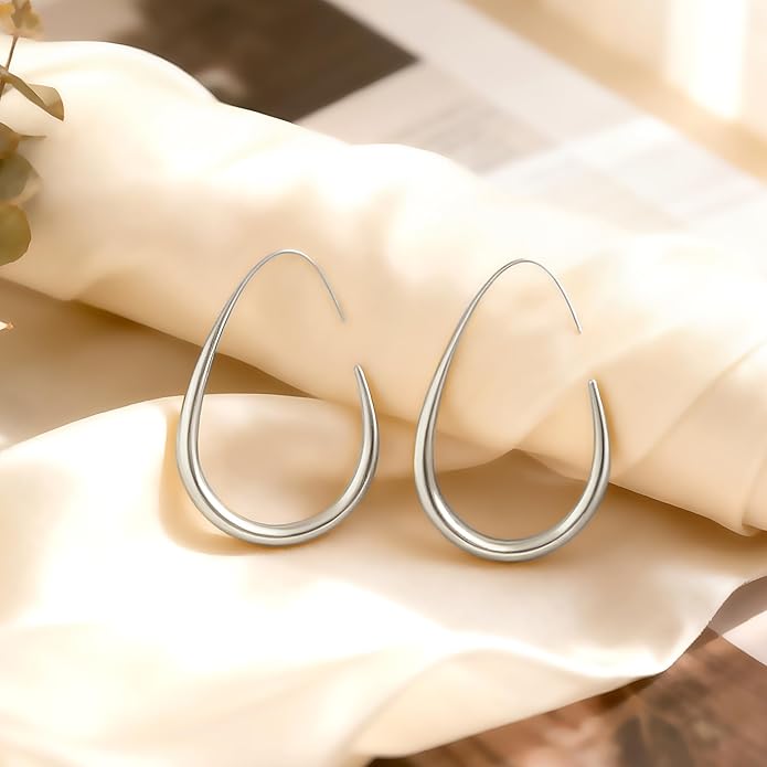 18k Gold Hoop Earrings - Hypoallergenic Silver Earrings for Women - Lightweight Hoop Jewelry 2 Pairs