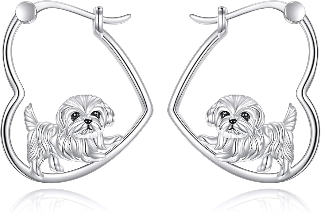 YFN Animal Earrings Sterling Silver Animal Heart Hoop Dangle Earrings Cute Jewelry Gifts for Women