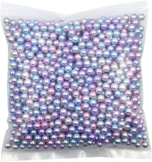 INSPIRELLE 1100 Pieces Gradient Undrilled ABS Art Faux Pearls for Vase Fillers, 8mm Pink-Lilac No Hole Makeup Beads Mermaid Imitation Round Pearl Beads for Table Scatter Home Wedding Decoration