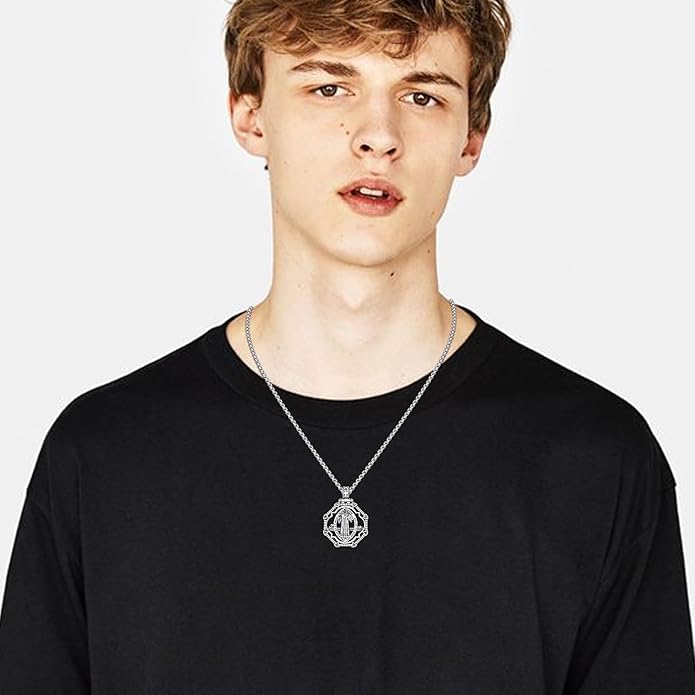 Taioiat Saint Necklace 925 Sterling Silver St Necklace Amulet Pendant Jewelry Religious Gift for Men Women